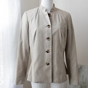 Isaac Mizrahi Target Beige Mandarin Collar blazer size 8 M